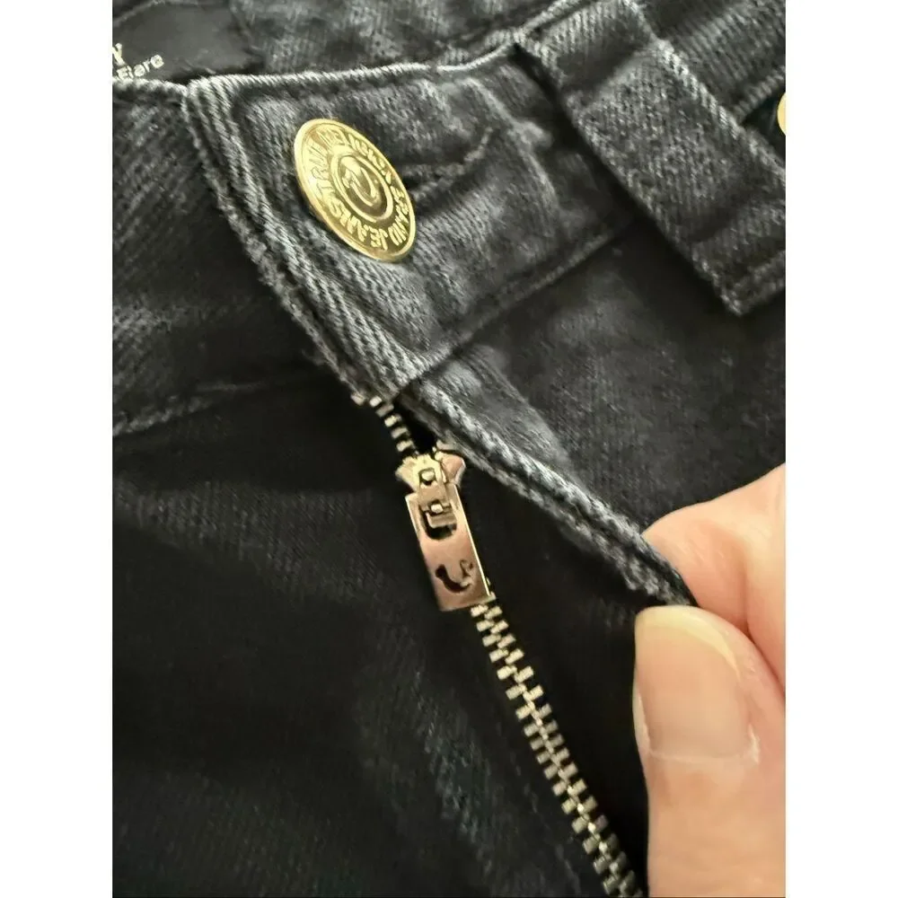 True Religion Joey Mid Rise Flap Flare Jeans Black $154 31